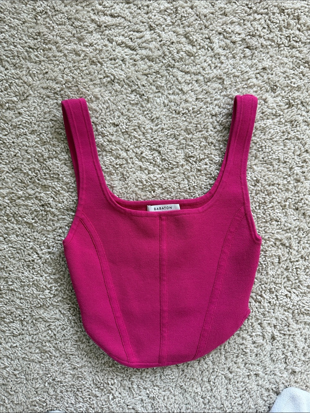Babaton Hot Pink Structured Knit Tank